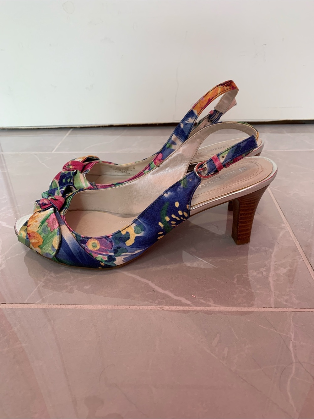 Naturalizer Floral Slingback Peep-Toe Heels - Multicolor
